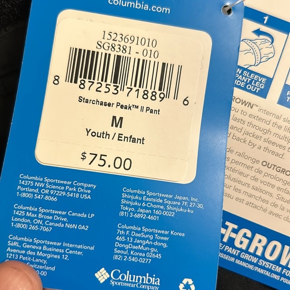 NWT Columbia boys/girls snow-ski pants, black youth medium - Picture 4 of 9